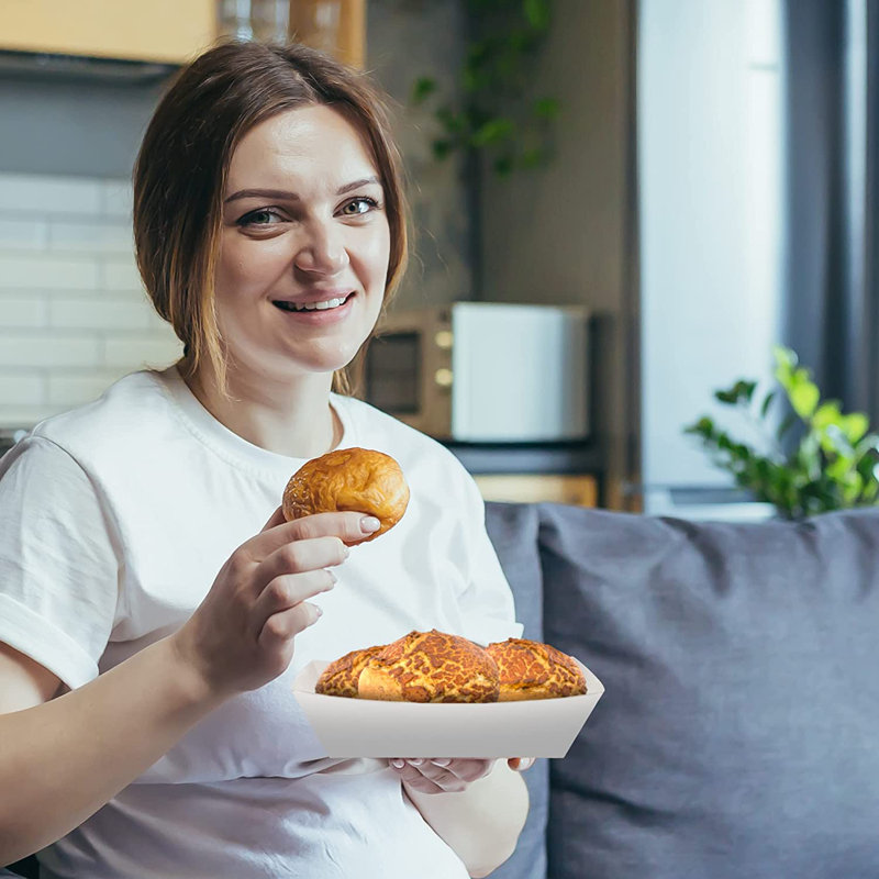 MT Products 3 lb Disposable Plain White Paper Food Trays Wayfair